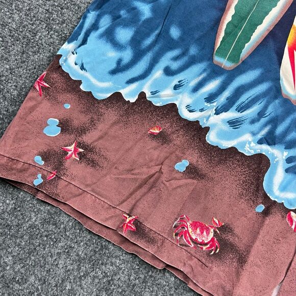 Paradise Found Shirt Mens 2XL XXL Blue Hawaiian Surfboard Surfer Print Button Up - Picture 5 of 14